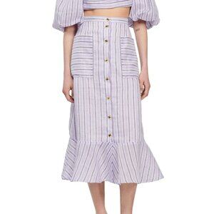 NWT Sandro Blondy Stripe Linen Skirt Lilac sz 6 US / 38 FR $370